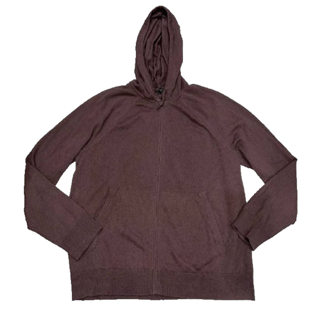 Vince Mens Cashmere Wool full Zip Up pockets Hoodie Chocolate XL A006668